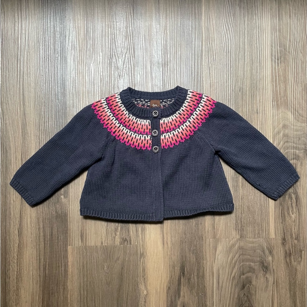 Tea‎ Collection Baby Girl Fair Isle Navy Cardigan 12-18 Months